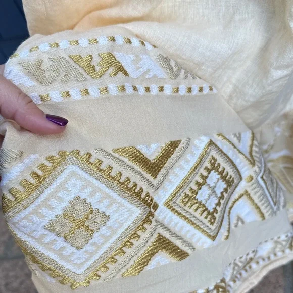 Haris Cotton L Chic Cream Maxi Dress with embroidered detail butter yellow - Picture 4 of 10